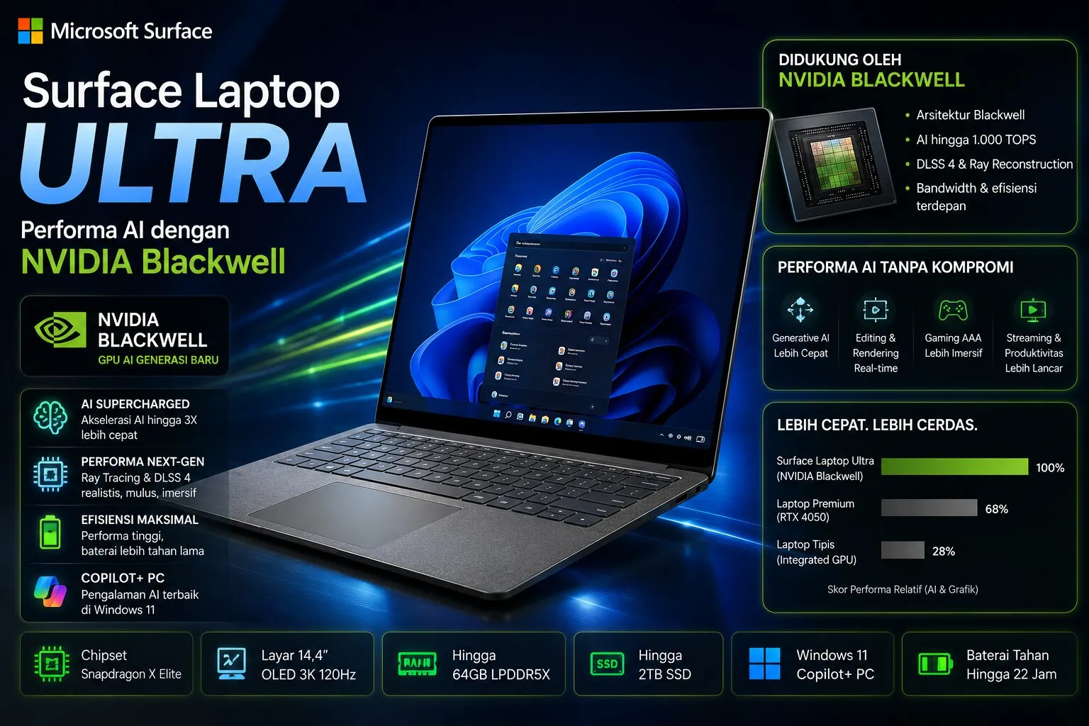 Microsoft Surface Laptop Ultra: Performa AI dengan NVIDIA Blackwell