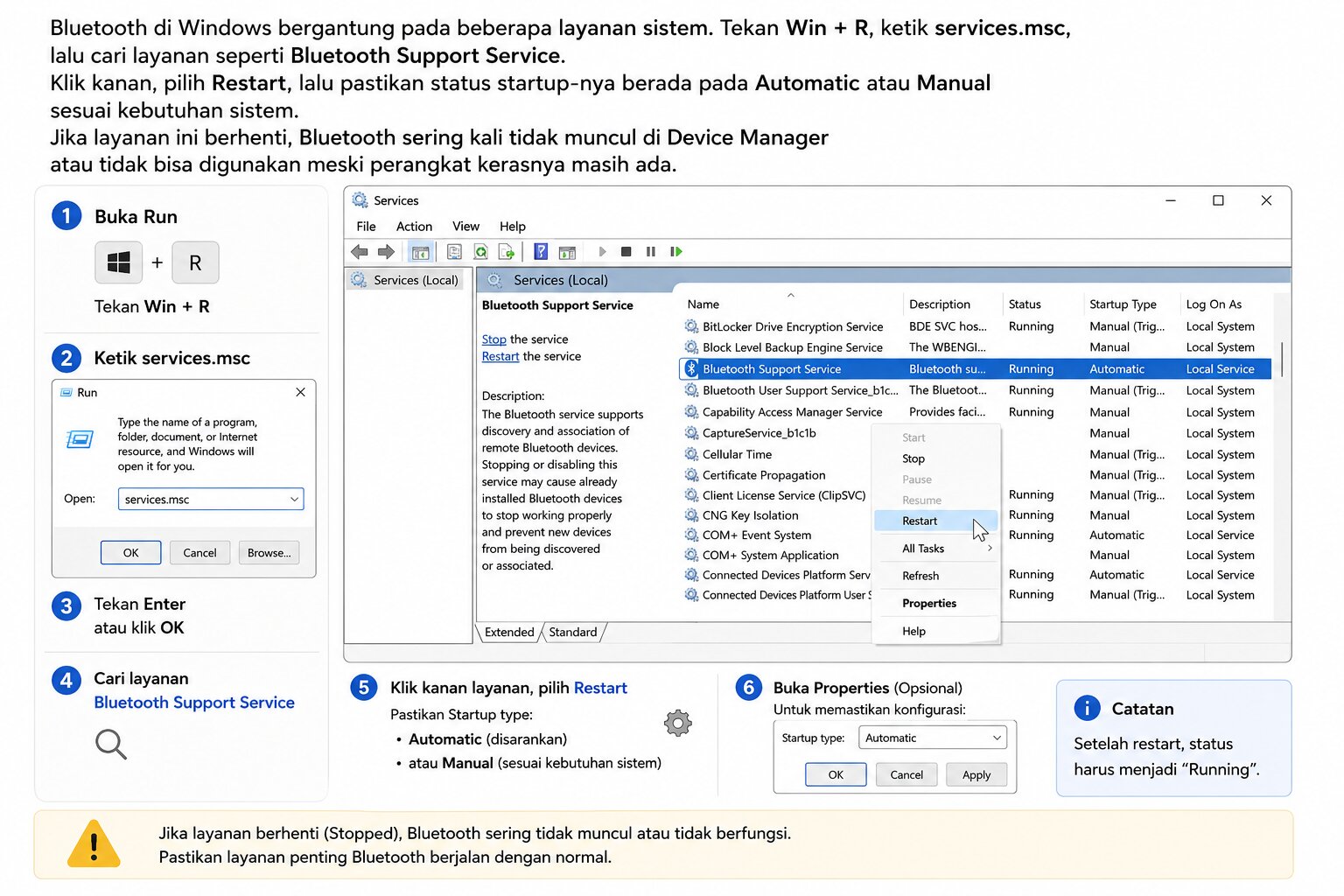 Restart Layanan Bluetooth