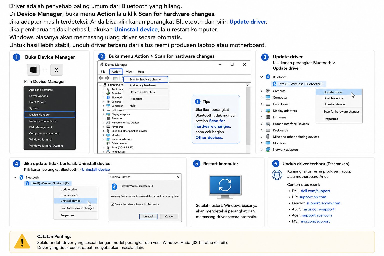 Update atau Reinstall Driver Bluetooth